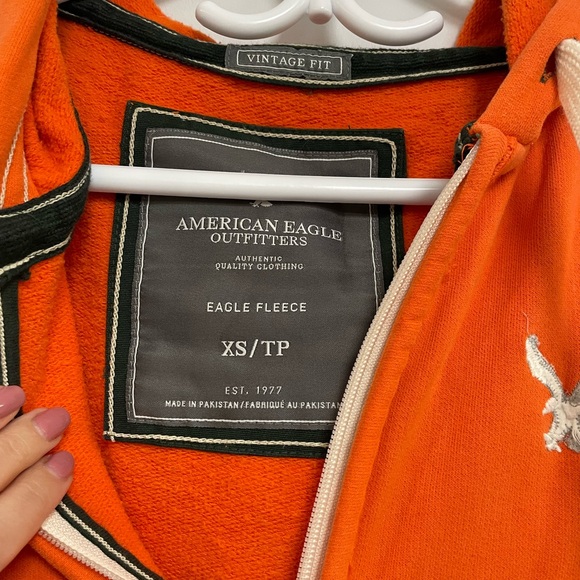 American Eagle Orange Zip-Up Hoodie - Picture 3 of 4